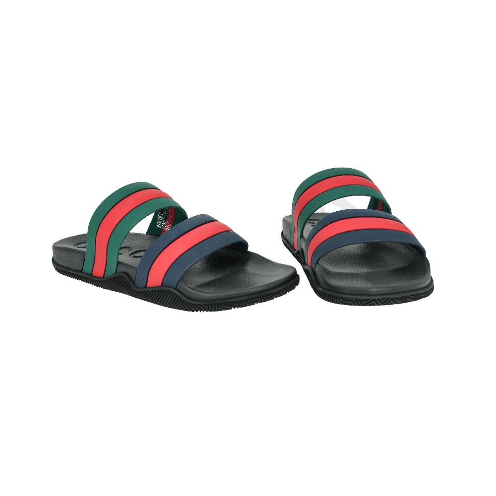 Gucci Men's Signature Web Rubber Slide Sandals